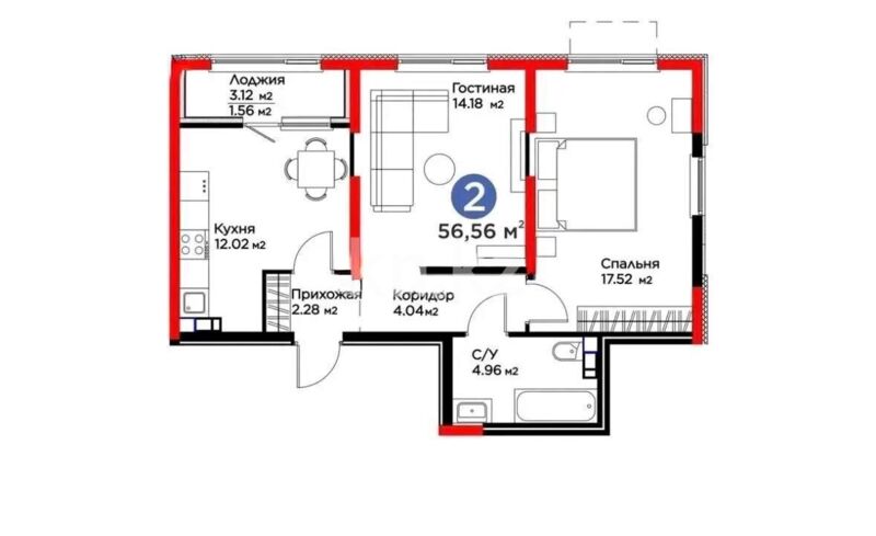 Продажа 2-комнатной квартиры, 57 м² - Продажа двухкомнатных квартир от собственников в Казахстане - страница 42 фото 1 из 1