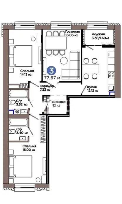 Продажа 3-комнатной квартиры, 79 м² - Продажа квартир в новостройках Астаны - страница 23 фото 1 из 1