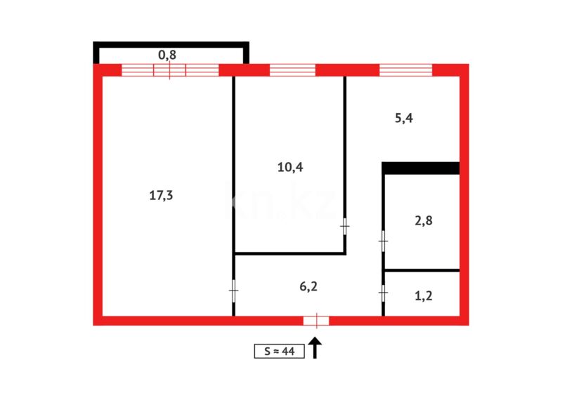 Продажа 2-комнатной квартиры, 44 м² - Продажа двухкомнатных квартир в Темиртау - страница 6 фото 6 из 6
