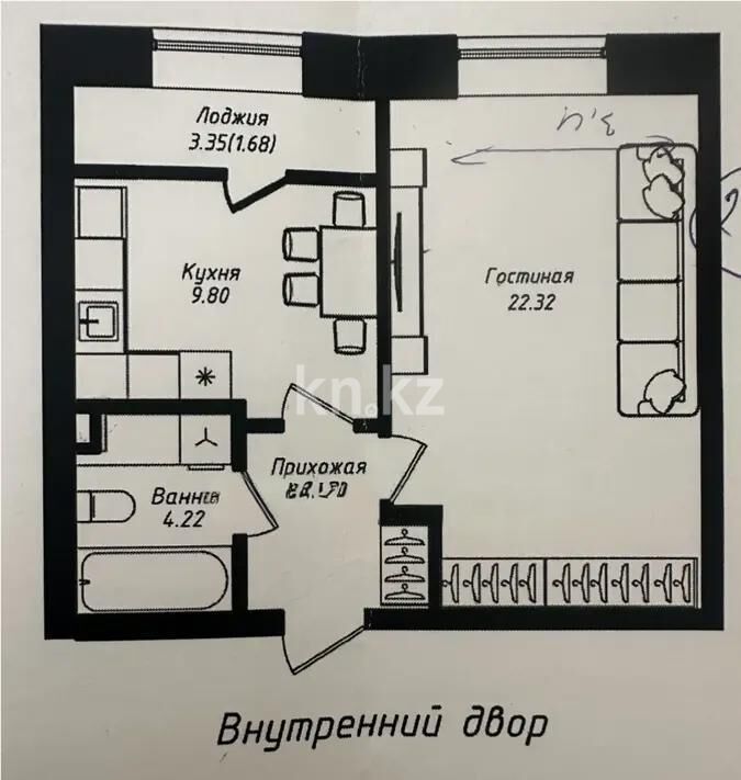 Продажа 1-комнатной квартиры, 42.17 м² - Продажа квартир в Казахстане - страница 5 фото 1 из 1