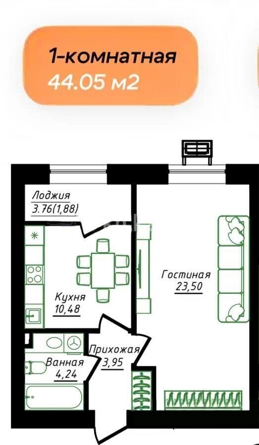 Продажа 1-комнатной квартиры, 45 м² - Продажа квартир в кирпичном доме в Астане - страница 30 фото 3 из 3