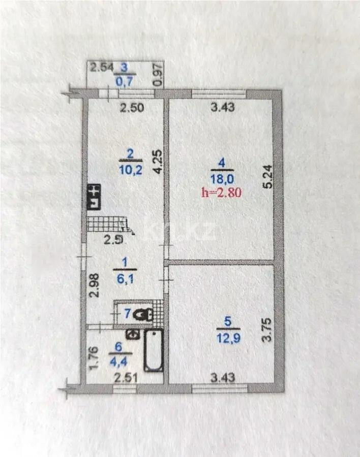 Продажа 2-комнатной квартиры, 53.2 м² - Продажа двухкомнатных квартир в панельном доме в Казахстане - страница 93 фото 5 из 5