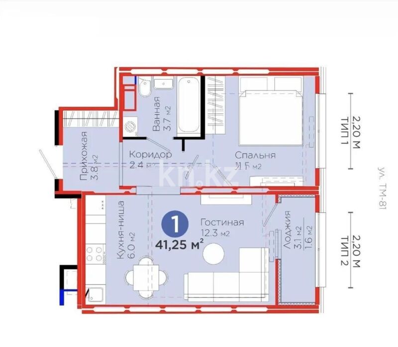 Продажа 2-комнатной квартиры, 41.25 м² - Продажа квартир в блочном доме в Астане - страница 43 фото 7 из 7