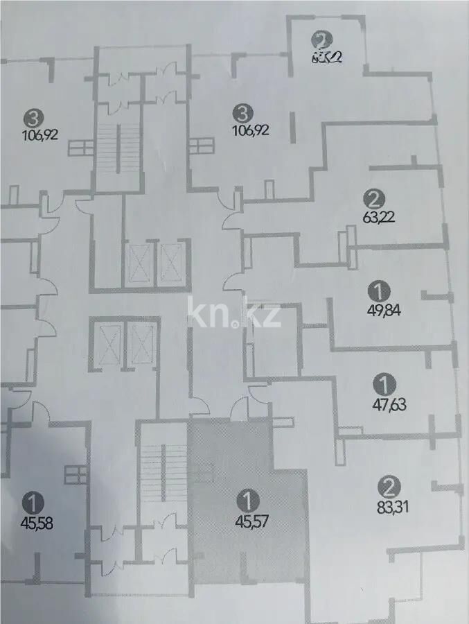 Продажа 1-комнатной квартиры, 45.57 м² - Продажа однокомнатных квартир в кирпичном доме в Казахстане фото 1 из 1