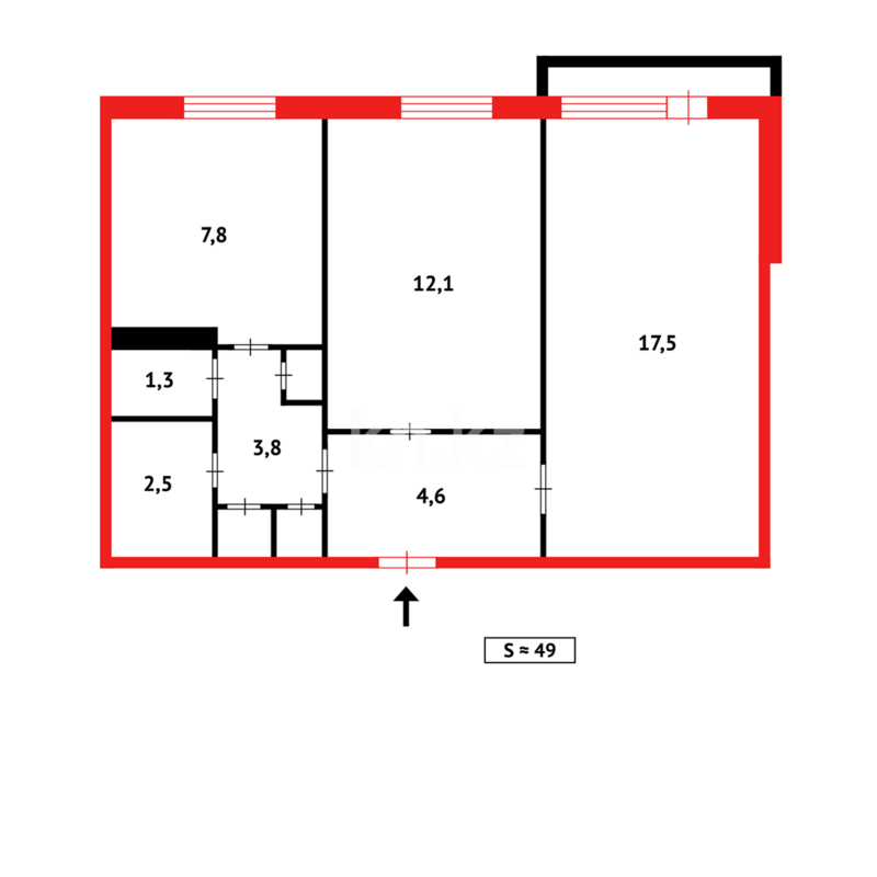 Продажа 2-комнатной квартиры, 49 м² - Продажа двухкомнатных квартир в панельном доме в Темиртау - страница 5 фото 12 из 12