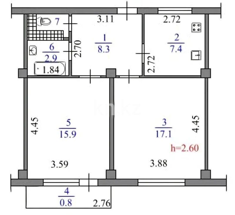 Продажа 2-комнатной квартиры, 53.4 м² - Продажа двухкомнатных квартир в Алмалинском р-не Алматы - страница 12 фото 5 из 5