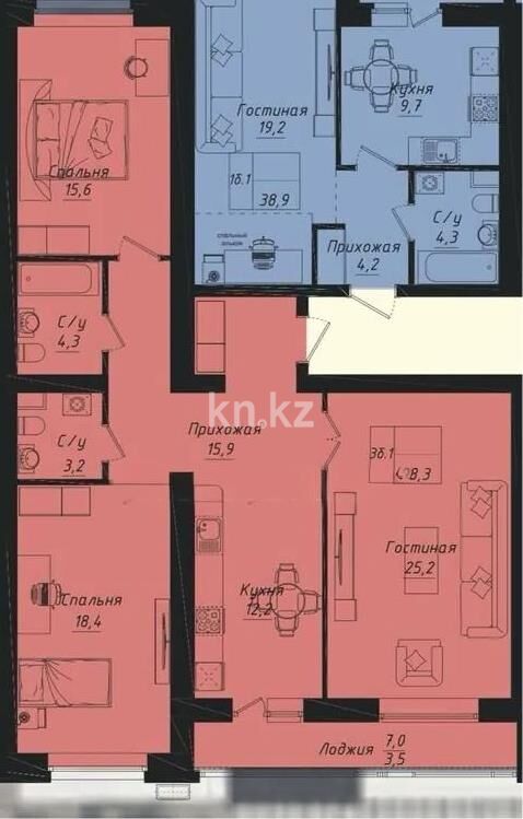 Продажа 3-комнатной квартиры, 98.3 м² - Продажа трехкомнатных квартир от собственников в Казахстане - страница 20 фото 1 из 1
