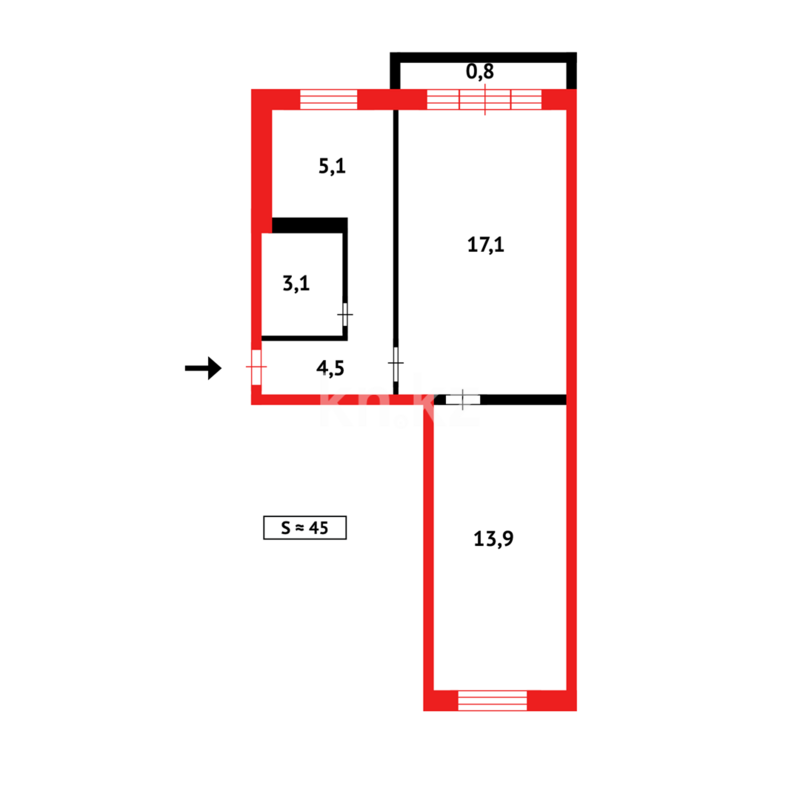 Продажа 2-комнатной квартиры, 44 м² - Продажа двухкомнатных квартир в панельном доме в Темиртау - страница 7 фото 10 из 10