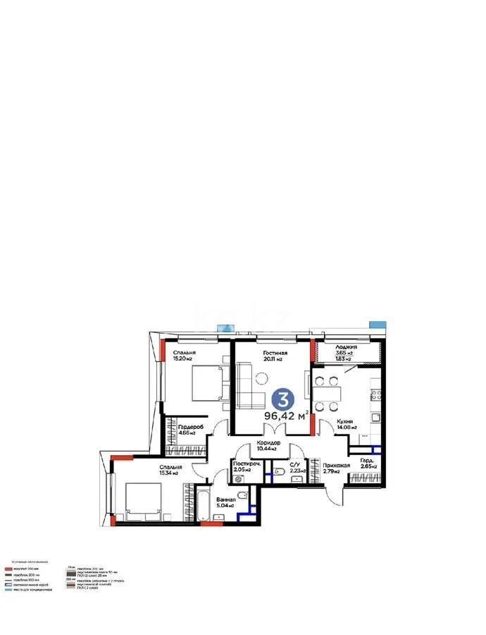 Продажа 3-комнатной квартиры, 96.5 м² - Продажа трехкомнатных квартир в блочном доме в Казахстане - страница 53 фото 1 из 1