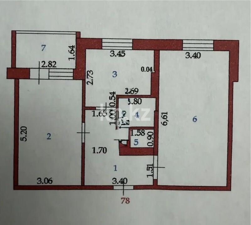 Продажа 2-комнатной квартиры, 61.8 м² - Продажа квартир в блочном доме в Казахстане - страница 9 фото 7 из 7