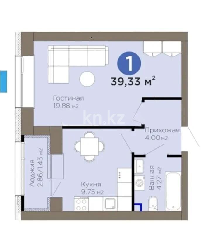 Продажа 1-комнатной квартиры, 39.3 м² - Продажа однокомнатных квартир от собственников в Астане - страница 3 фото 1 из 1