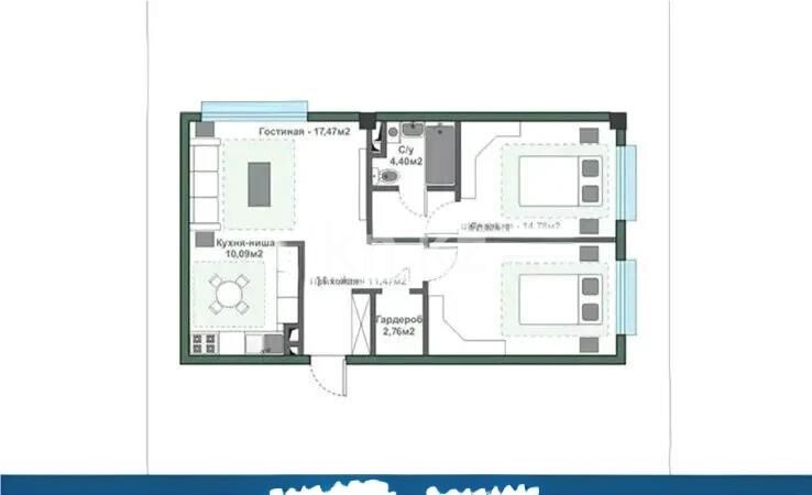Продажа 3-комнатной квартиры, 78 м² - Продажа трехкомнатных квартир в монолитно-каркасном доме в Казахстане - страница 2 фото 2 из 2