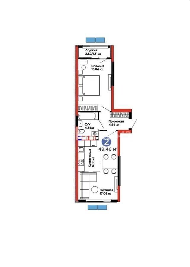 Продажа 2-комнатной квартиры, 49.46 м² - Продажа двухкомнатных квартир в монолитном доме в Казахстане - страница 7 фото 3 из 3