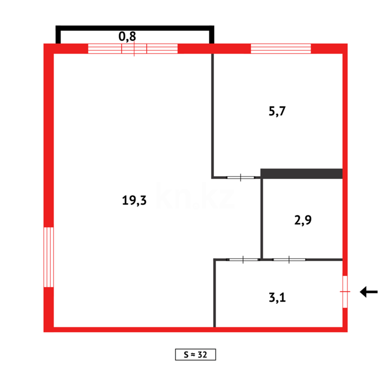 Продажа 1-комнатной квартиры, 33 м² - Продажа однокомнатных квартир в Темиртау - страница 7 фото 6 из 6