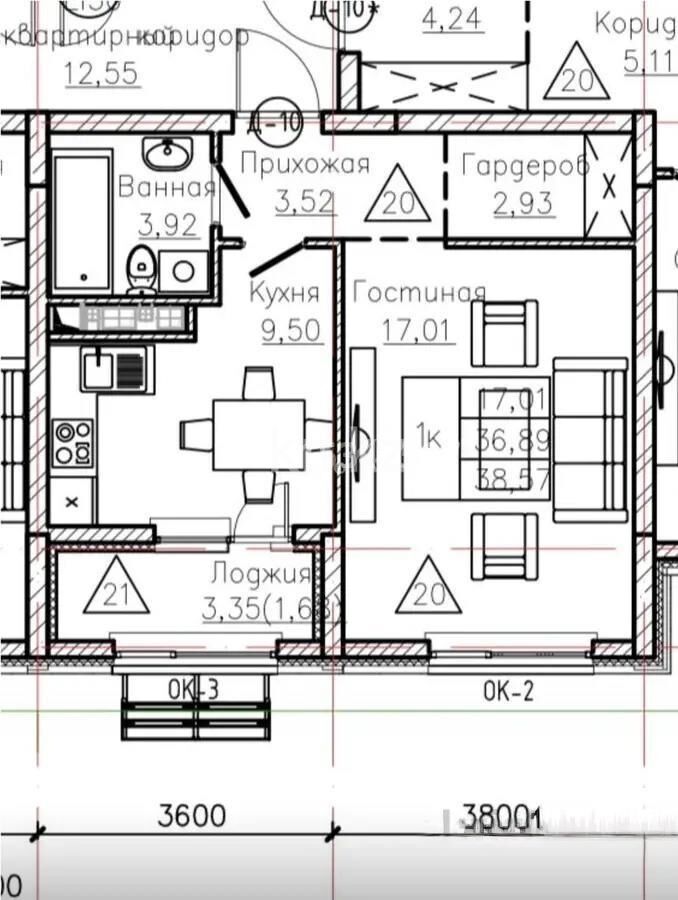 Продажа 1-комнатной квартиры, 38.57 м² - Продажа однокомнатных квартир в р-не Нура Астаны - страница 19 фото 1 из 1