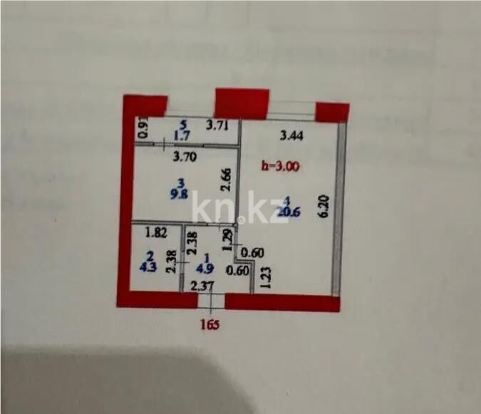 Продажа 1-комнатной квартиры, 41.3 м² - Продажа однокомнатных квартир в кирпичном доме в Казахстане фото 1 из 1
