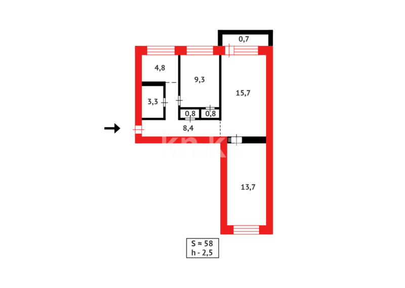 Продажа 3-комнатной квартиры, 57 м² - Продажа трехкомнатных квартир в Караганде - страница 51 фото 18 из 18