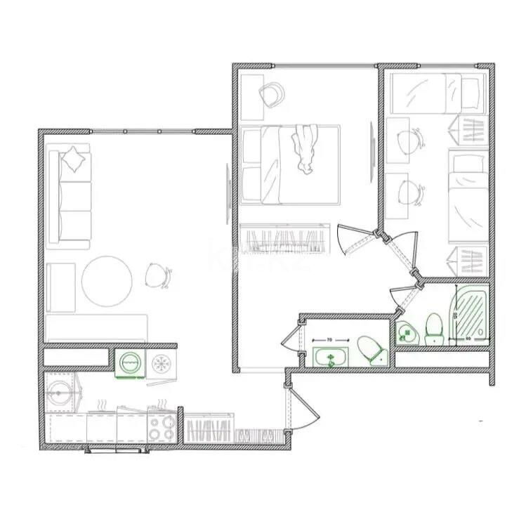 Продажа 2-комнатной квартиры, 55 м² - Продажа двухкомнатных квартир в Турксибском р-не Алматы - страница 9 фото 1 из 1