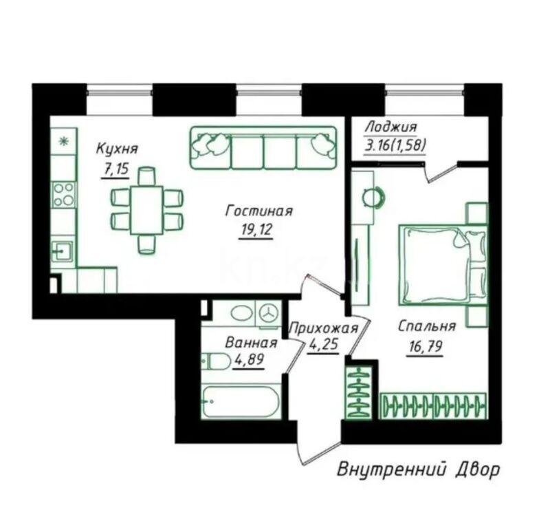 Продажа 2-комнатной квартиры, 55 м² - Продажа двухкомнатных квартир в кирпичном доме в Астане - страница 62 фото 1 из 1