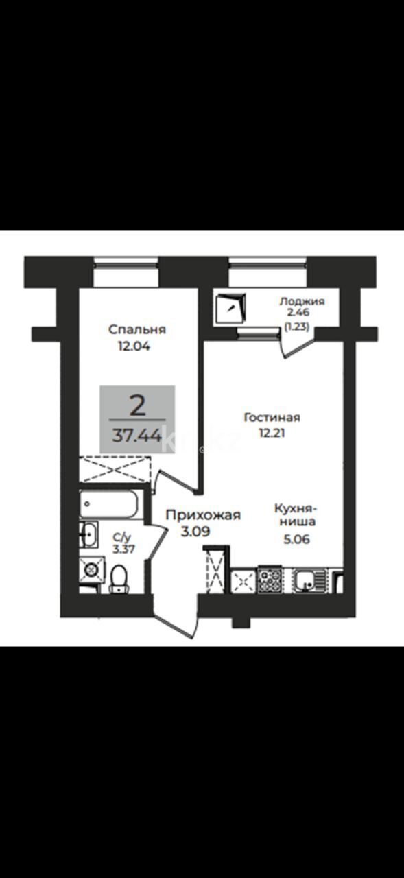 Продажа 2-комнатной квартиры, 37.44 м² - Продажа двухкомнатных квартир в кирпичном доме в Астане фото 4 из 4