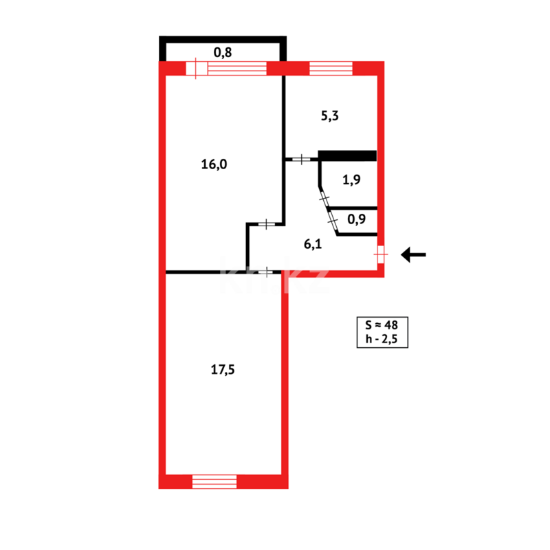 Продажа 2-комнатной квартиры, 47 м² - Аренда квартир посуточно в Павлодаре фото 17 из 17