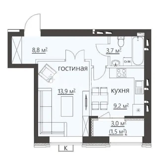 Продажа 1-комнатной квартиры, 39 м² - Продажа квартир от собственников в Караганде - страница 3 фото 1 из 1