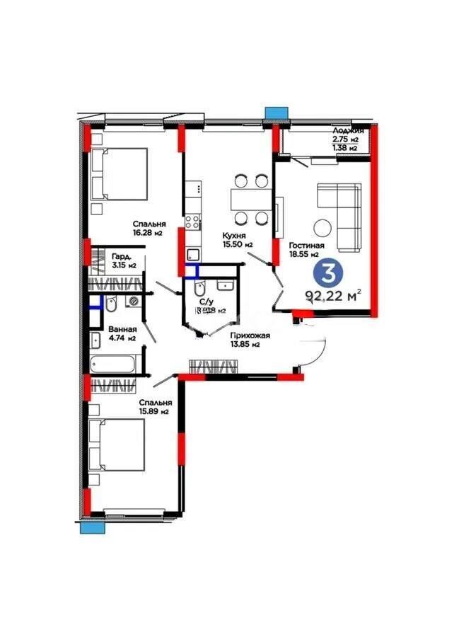 Продажа 3-комнатной квартиры, 93 м² - Недвижимость в Астане - страница 10 фото 1 из 1
