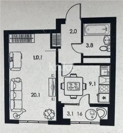 Продажа 1-комнатной квартиры, 39 м² - Продажа однокомнатных квартир в Ауэзовском р-не Алматы - страница 20 фото 7 из 7