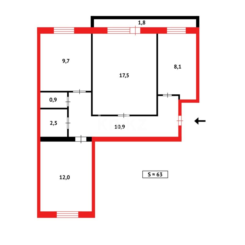 Продажа 3-комнатной квартиры, 63 м² - Продажа трехкомнатных квартир в Казахстане - страница 18 фото 10 из 10