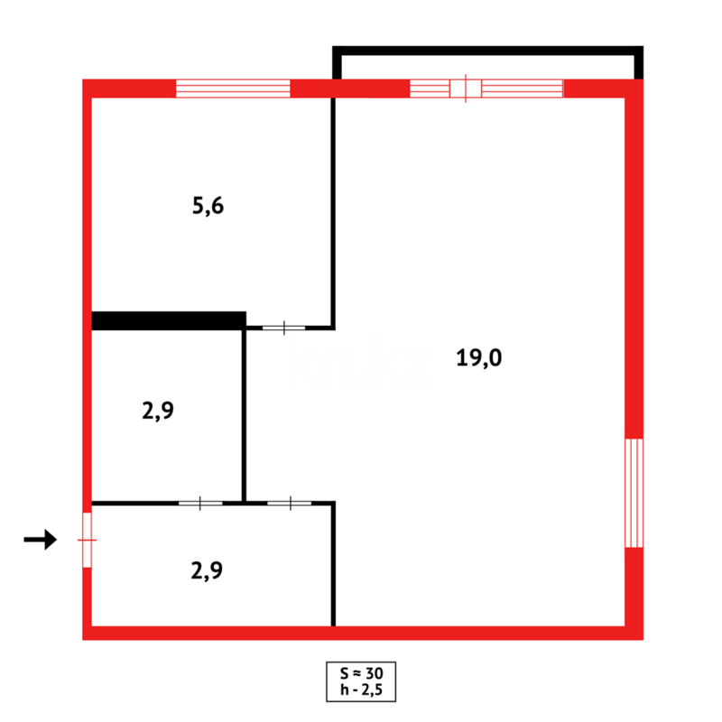 Продажа 1-комнатной квартиры, 30 м² - Продажа однокомнатных квартир в панельном доме в Казахстане - страница 52 фото 7 из 7