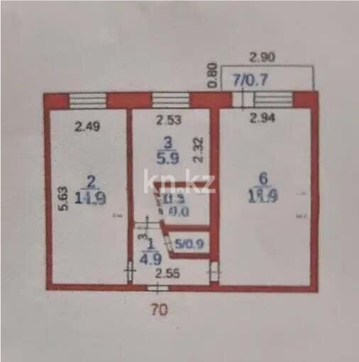 Продажа 2-комнатной квартиры, 44 м² - Продажа квартир в районе Майкудук в Караганде фото 7 из 7