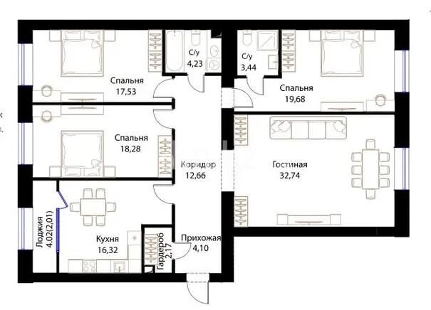 Продажа 4-комнатной квартиры, 133 м² - Продажа четырехкомнатных квартир в кирпичном доме в Казахстане - страница 7 фото 1 из 1