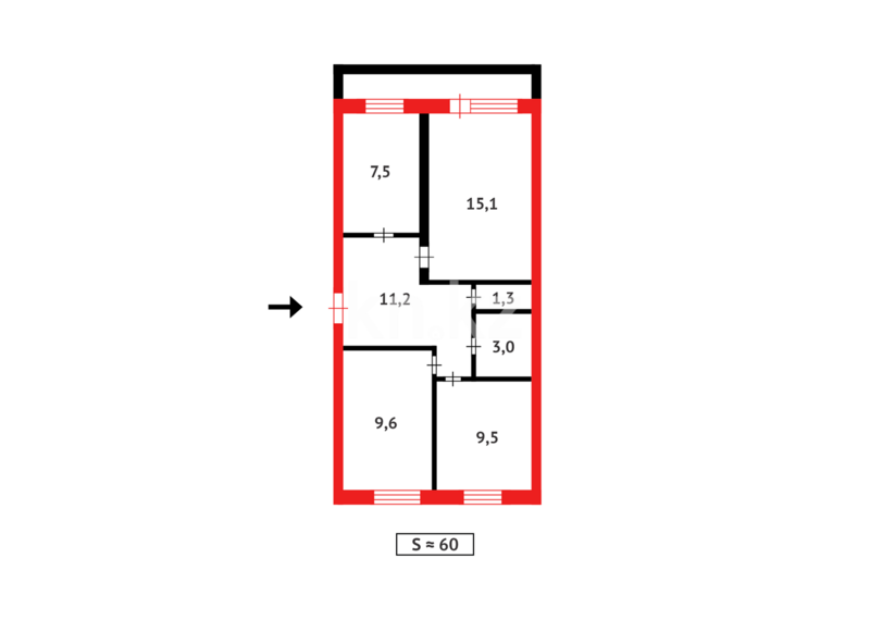 Продажа 3-комнатной квартиры, 60 м² - Продажа квартир в блочном доме в Казахстане - страница 2 фото 11 из 11