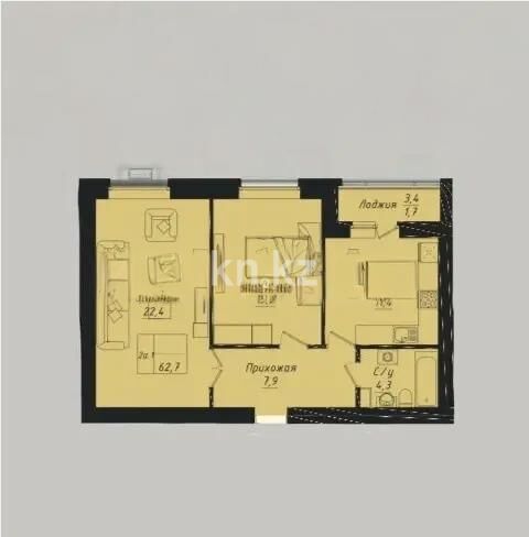 Продажа 2-комнатной квартиры, 61.4 м² - Продажа квартир в кирпичном доме в Астане - страница 219 фото 1 из 1