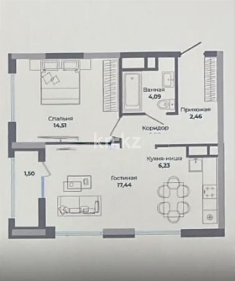 Продажа 2-комнатной квартиры, 52.13 м² - Продажа квартир в новостройках Астаны - страница 40 фото 1 из 1