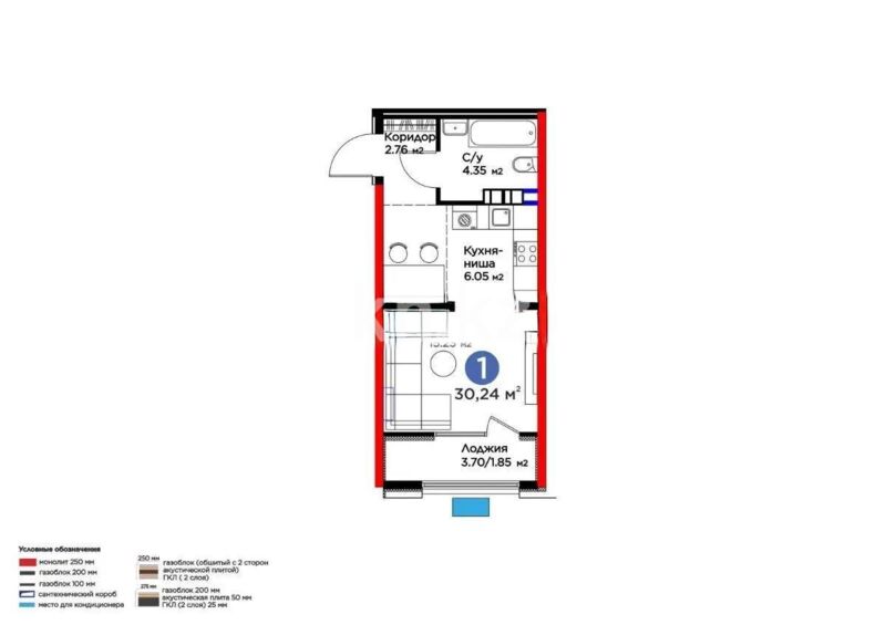 Продажа 1-комнатной квартиры, 30.24 м² - Продажа однокомнатных квартир от собственников в Алматы - страница 3 фото 1 из 1