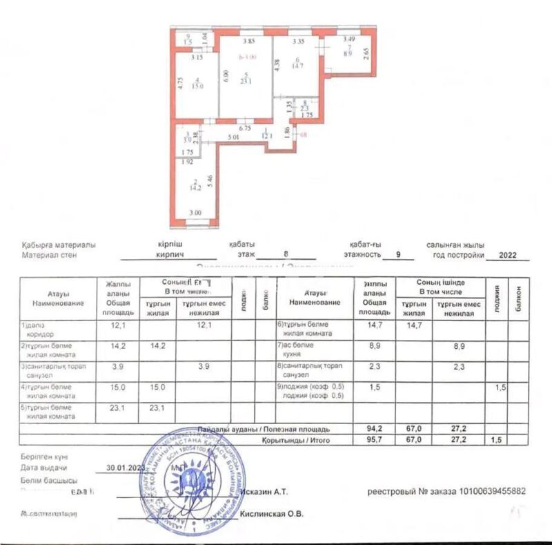 Продажа 4-комнатной квартиры, 97 м² - Продажа четырехкомнатных квартир в кирпичном доме в Казахстане - страница 17 фото 9 из 9