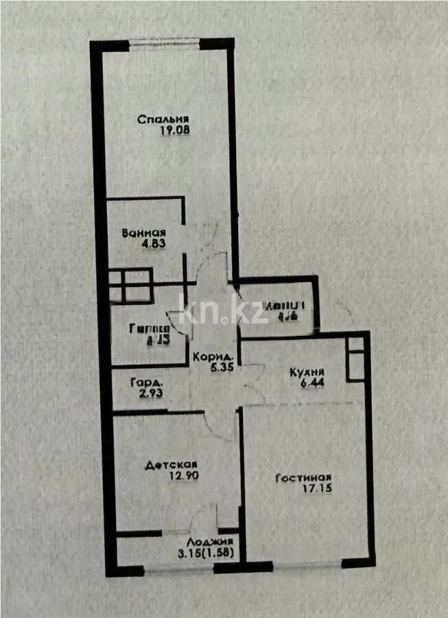 Продажа 3-комнатной квартиры, 80 м² - Продажа трехкомнатных квартир в монолитно-каркасном доме в Алматы - страница 3 фото 1 из 1