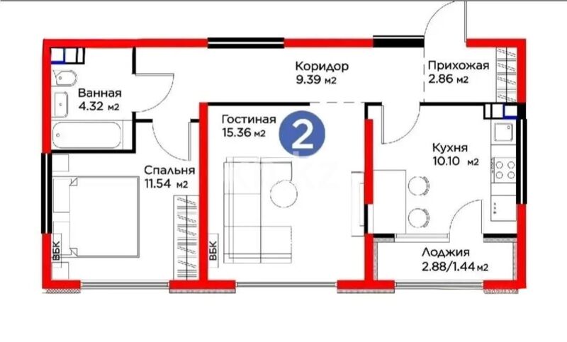 Продажа 2-комнатной квартиры, 55 м² - Продажа квартир от собственников в Алматы - страница 289 фото 1 из 1