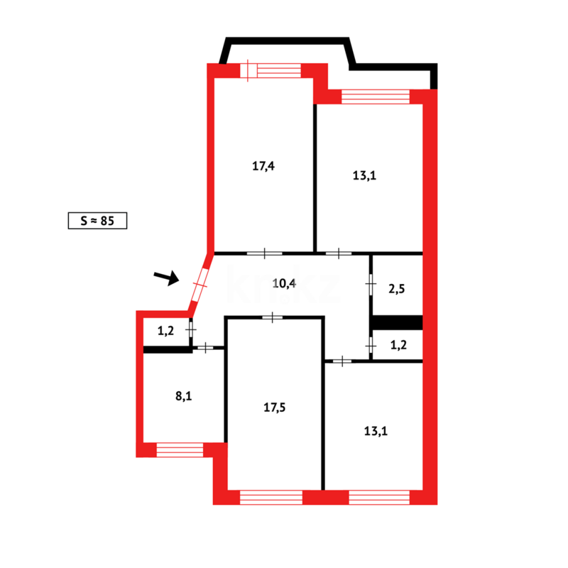 Продажа 4-комнатной квартиры, 82 м² - Продажа четырехкомнатных квартир в панельном доме в Казахстане - страница 16 фото 9 из 9