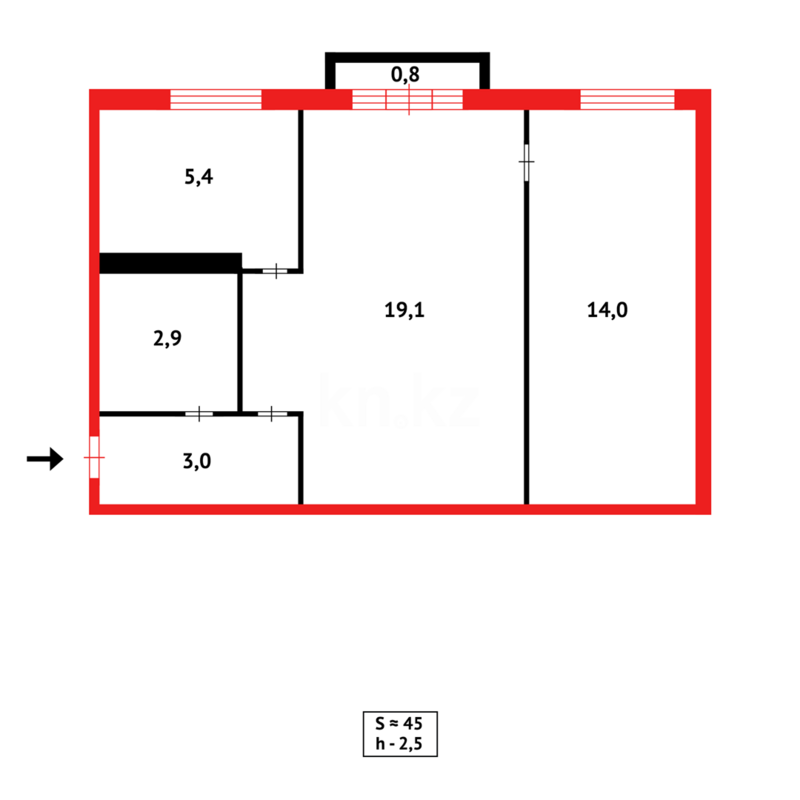 Продажа 2-комнатной квартиры, 44 м² - Продажа двухкомнатных квартир в панельном доме в Темиртау - страница 8 фото 14 из 14