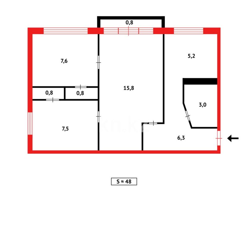 Продажа 3-комнатной квартиры, 48 м² - Продажа квартир в Казахстане - страница 1354 фото 8 из 8