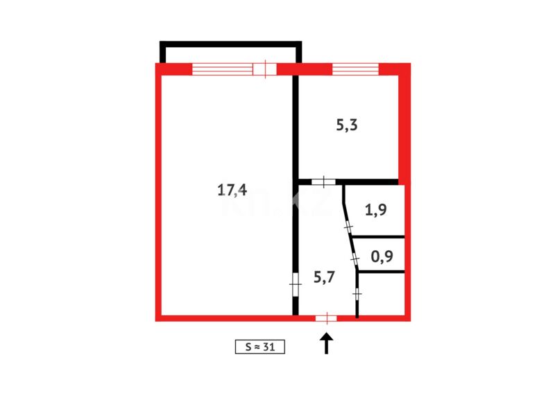 Продажа 1-комнатной квартиры, 31 м² - Продажа однокомнатных квартир в панельном доме в Казахстане фото 13 из 13