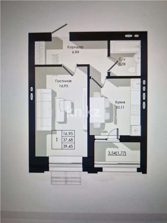 Продажа 1-комнатной квартиры, 40.13 м² - Продажа однокомнатных квартир в Казахстане - страница 18 фото 1 из 1