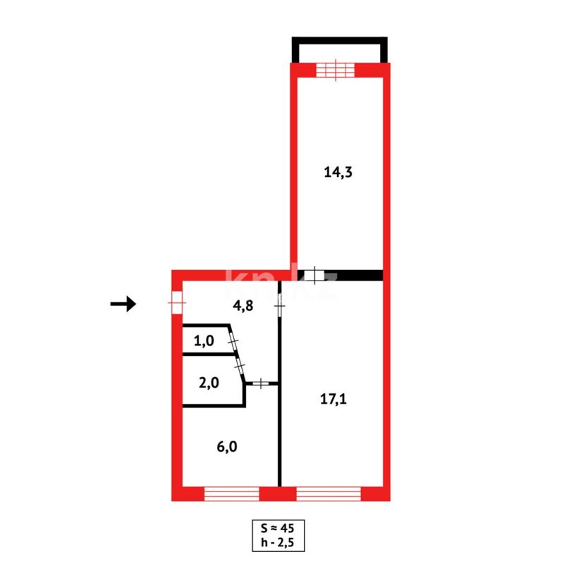 Продажа 2-комнатной квартиры, 44 м² - Продажа недвижимости в Темиртау - страница 11 фото 8 из 8