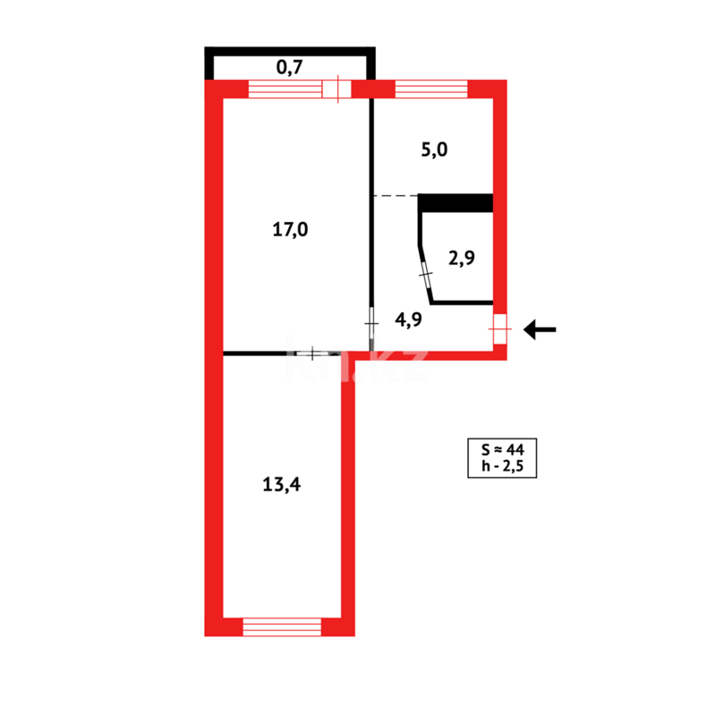 Продажа 2-комнатной квартиры, 45 м² - Продажа двухкомнатных квартир на Юго-Востоке Караганды - страница 21 фото 17 из 17