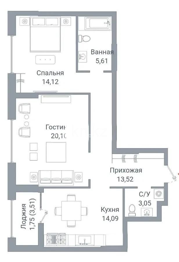 Продажа 2-комнатной квартиры, 72 м² - Продажа двухкомнатных квартир в р-не Есиль Астаны - страница 33 фото 1 из 1