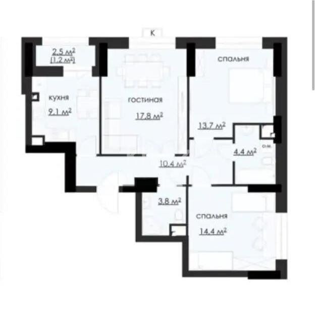 Продажа 3-комнатной квартиры, 82 м² - Продажа трехкомнатных квартир в монолитно-каркасном доме в Караганде фото 1 из 1