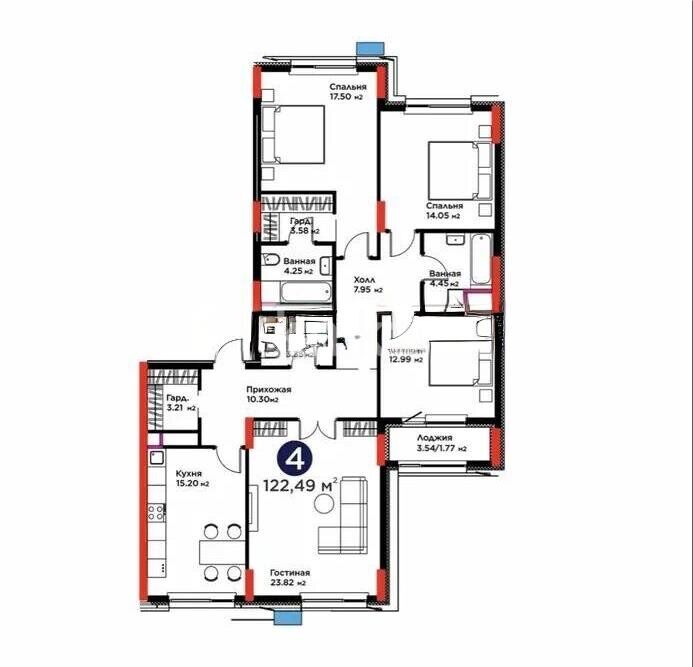Продажа 5-комнатной квартиры, 123 м² - Продажа пятикомнатных и более квартир в блочном доме в Казахстане фото 1 из 1