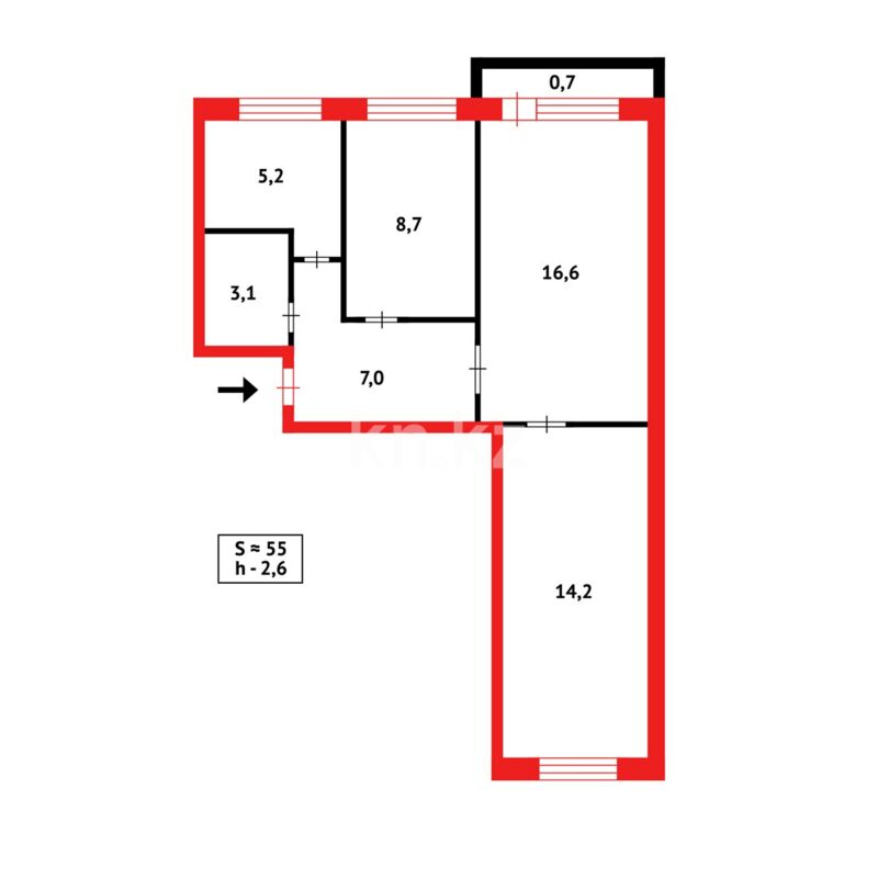 Продажа 3-комнатной квартиры, 57 м² - Продажа квартир в кирпичном доме в Караганде фото 14 из 14